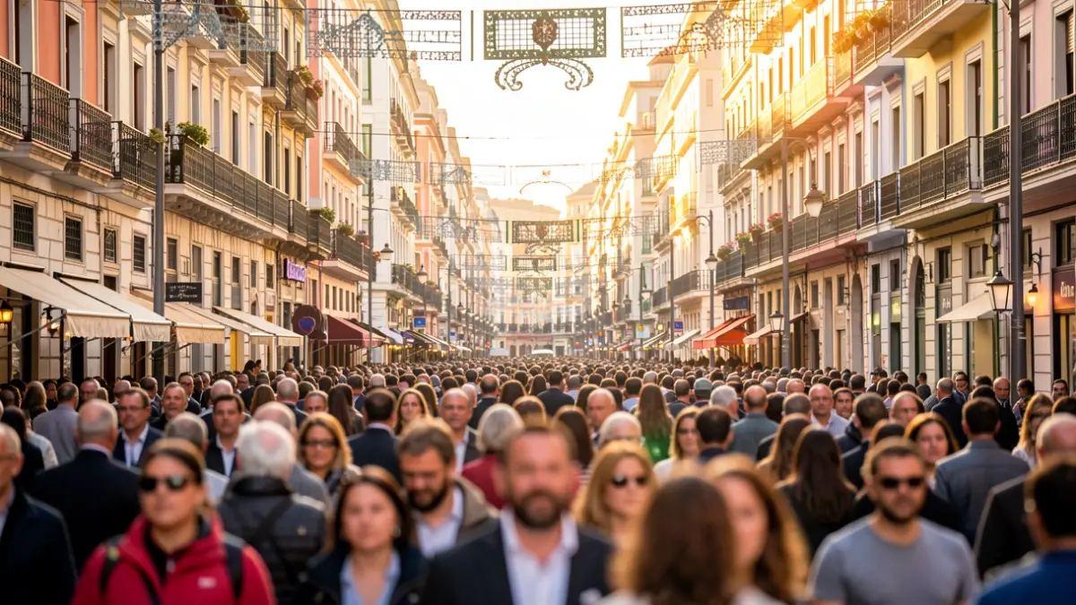 Imagen genérica de una calle de Madrid concurrida durante un evento importante.