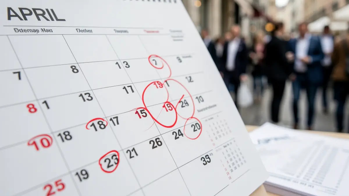 Generic image of a calendar with dates marked in red, symbolizing overdue payments.