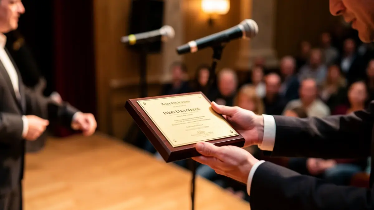 Imagen genérica de un premio entregado en un evento.