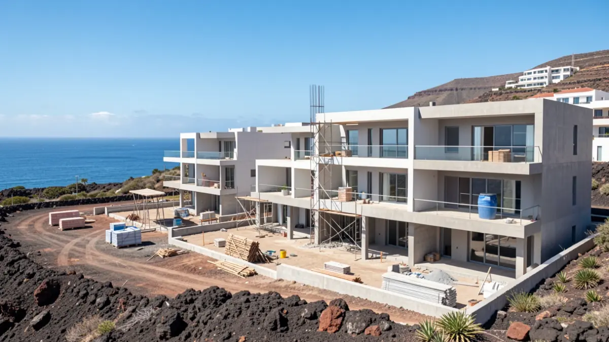Imagen de las nuevas promociones residenciales en construcción en Gran Canaria.
