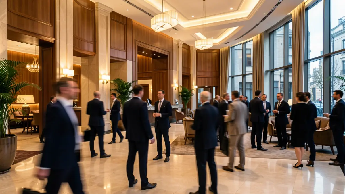 Generic image of a modern, elegant hotel lobby.