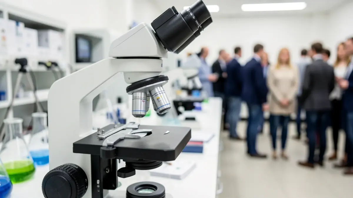 Generic image of a microscope in a laboratory.