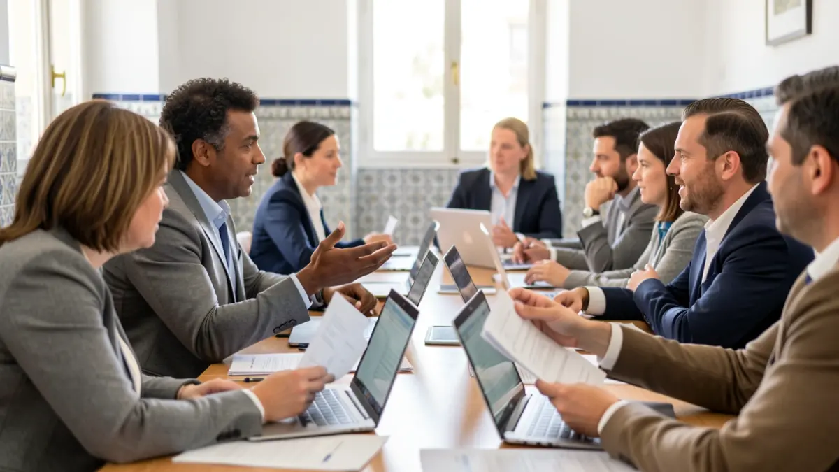 Generic image of a business meeting in Andalusia with Chinese and Spanish entrepreneurs.