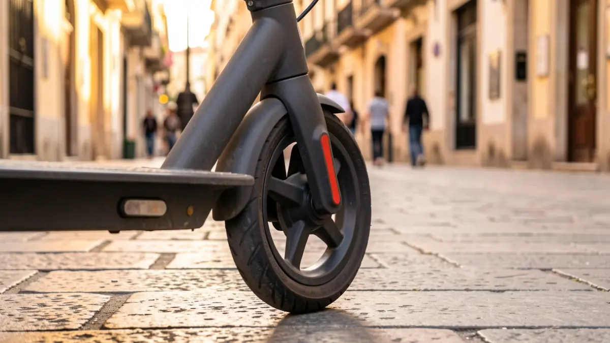 Generic image of an electric scooter parked on a Barcelona street.