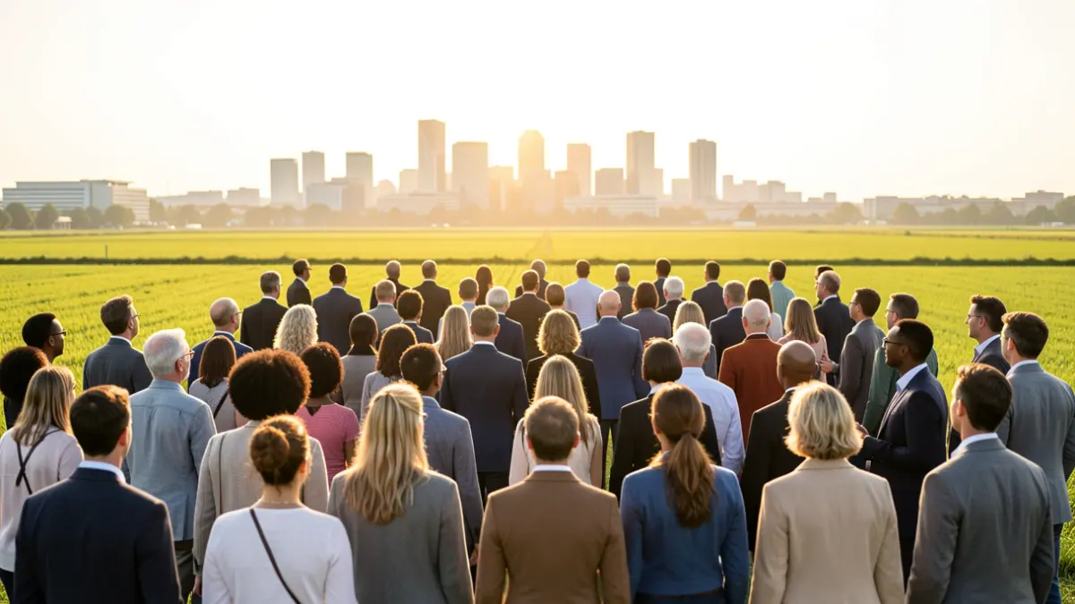 Generic image of diverse people looking towards a future workforce.
