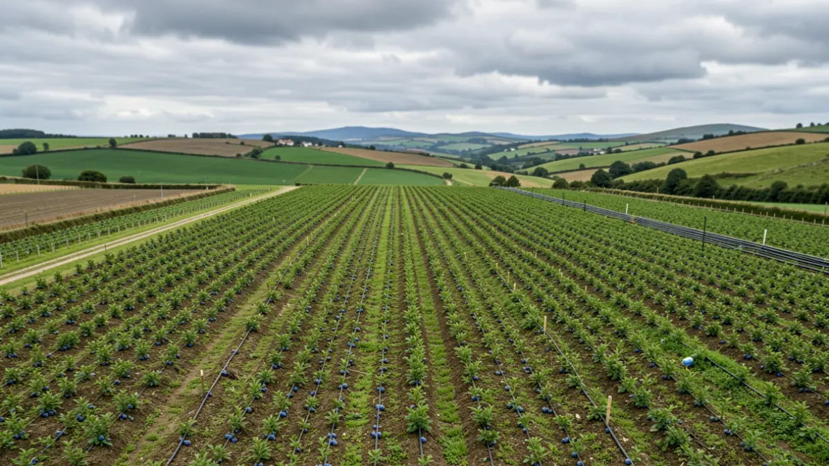 Imaxe xenérica de plantación de arándanos en Galicia.