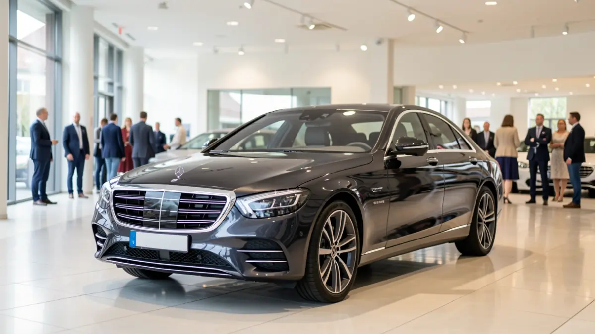 Generic image of a luxury car dealership.