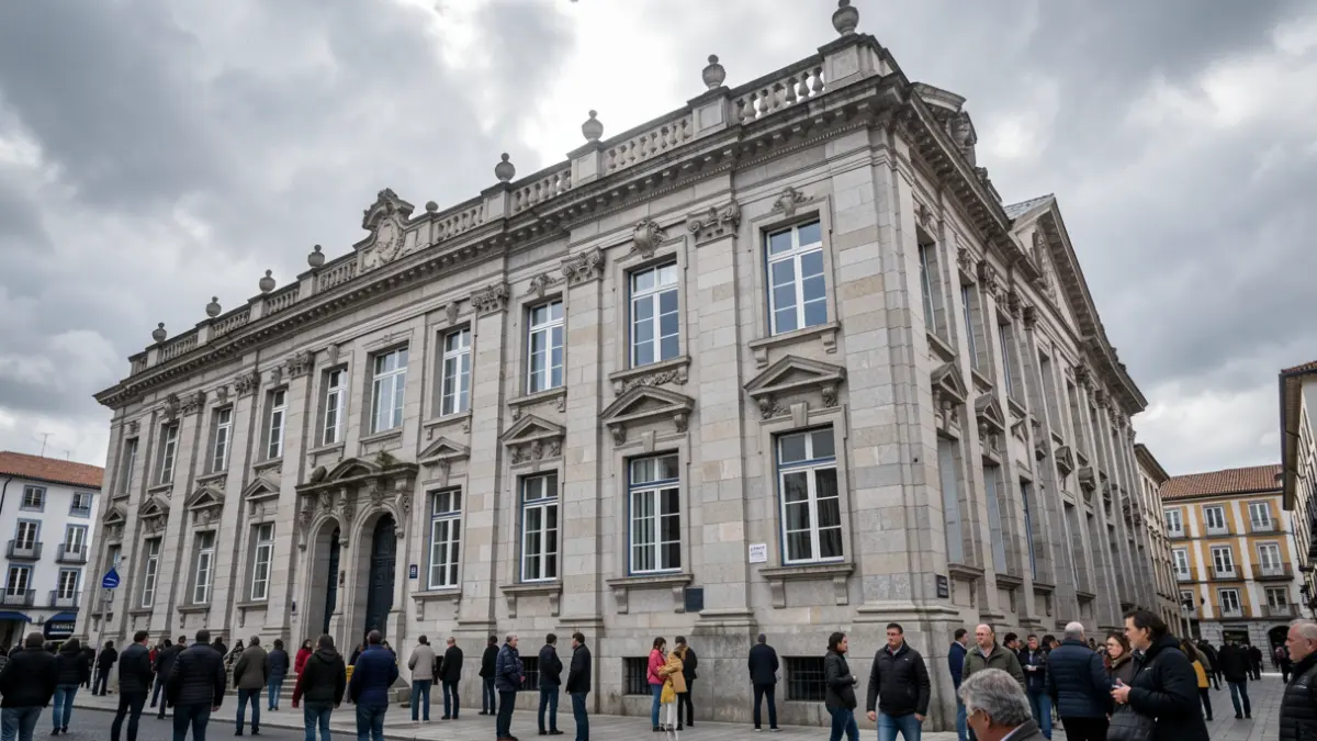Imagen genérica de un edificio público de granito en Pontevedra.