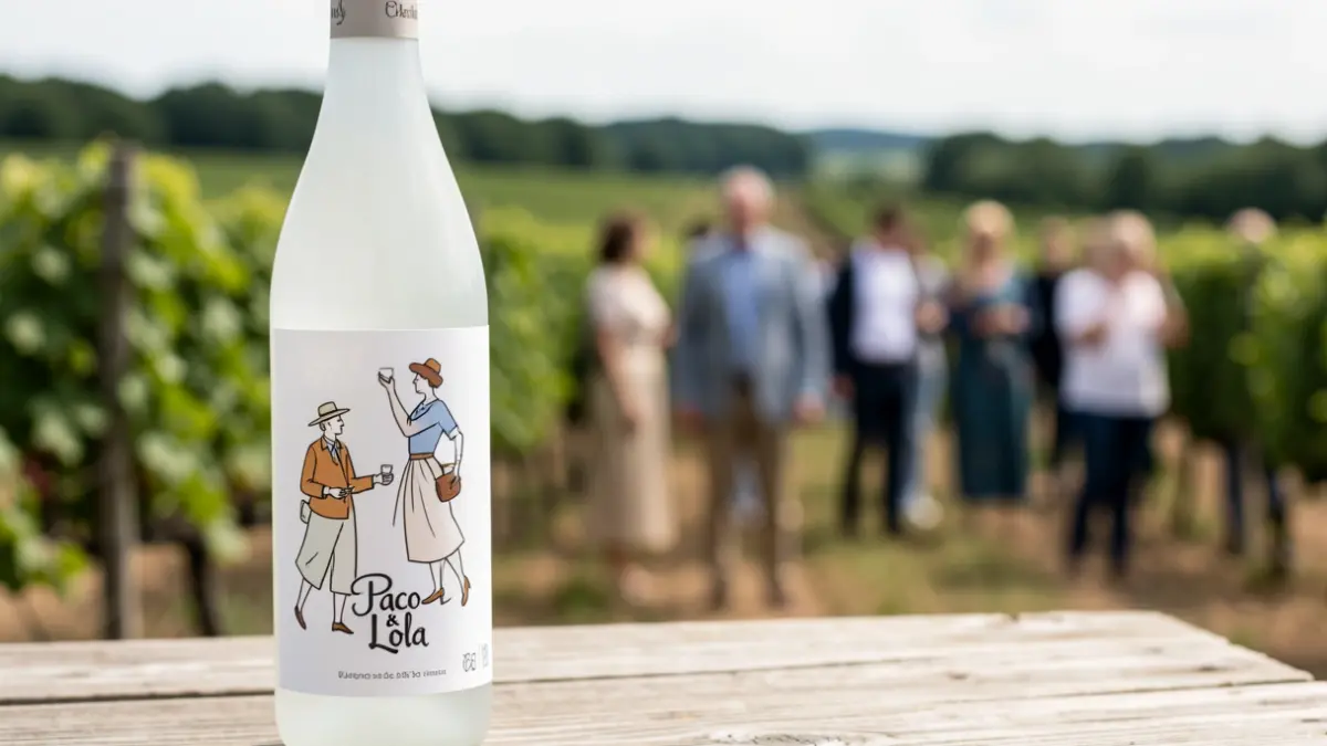 Imaxe dunha botella de viño branco Paco & Lola.