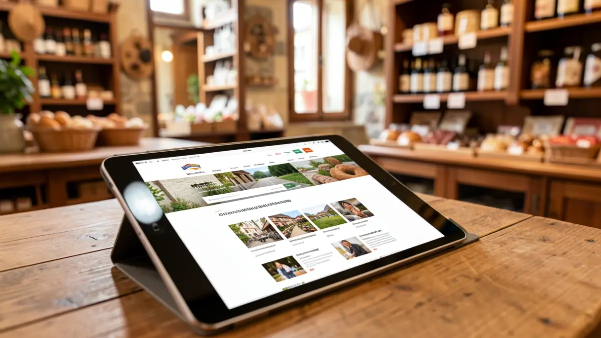 A tablet showing the digitalization of local commerce.