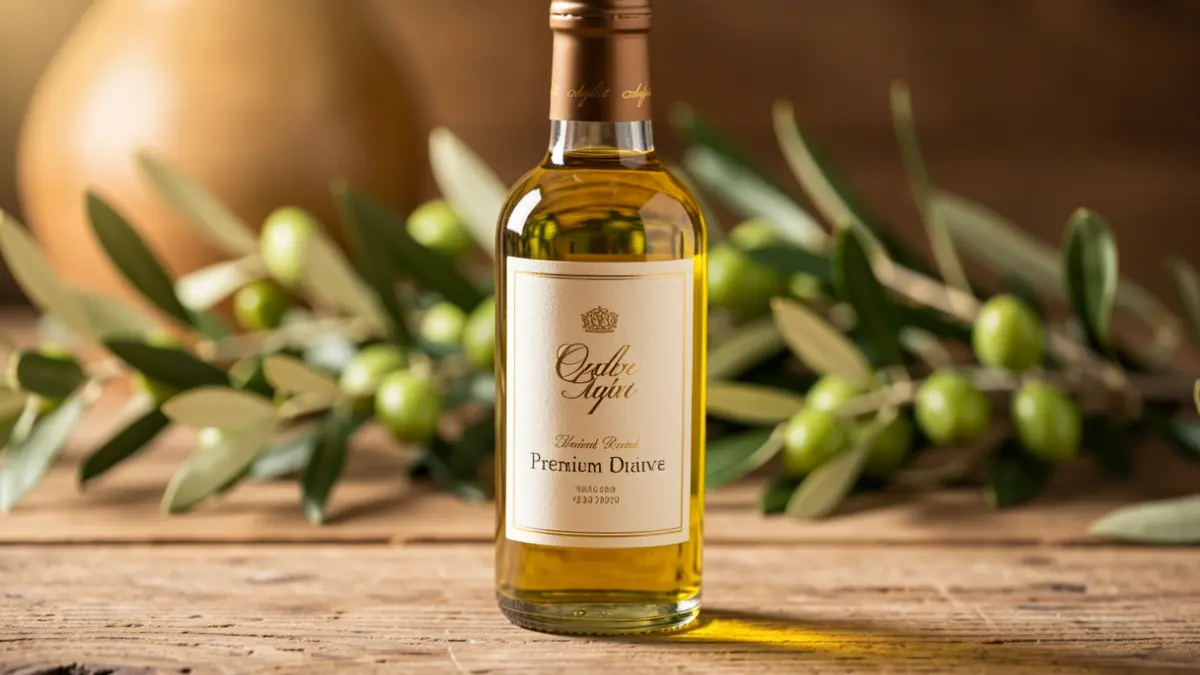 Botella de aceite de oliva virgen extra premium de la marca Aires de Jaén.