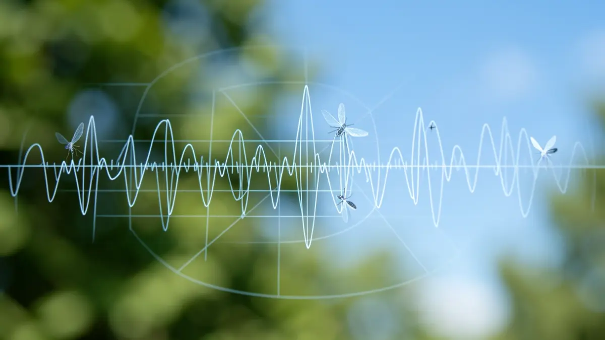 Generic image of a radar signal visualization showing patterns representing insect flight signatures.