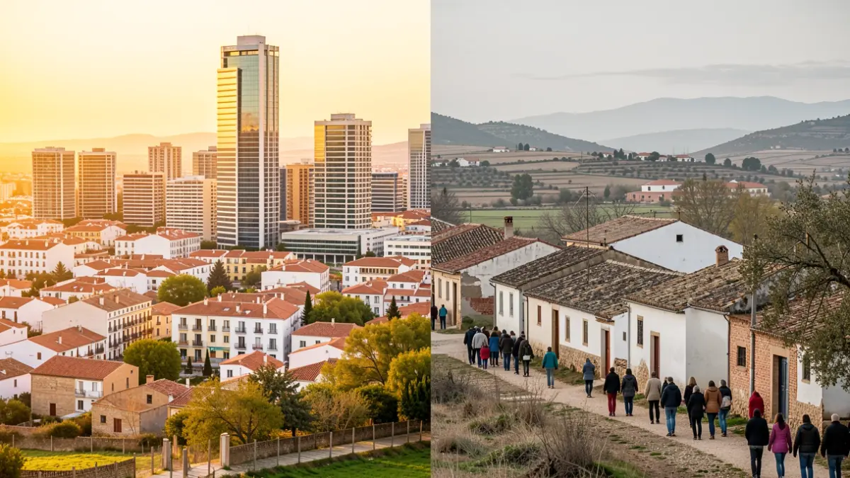 Generic image representing economic disparity between urban and rural areas in Andalucía.
