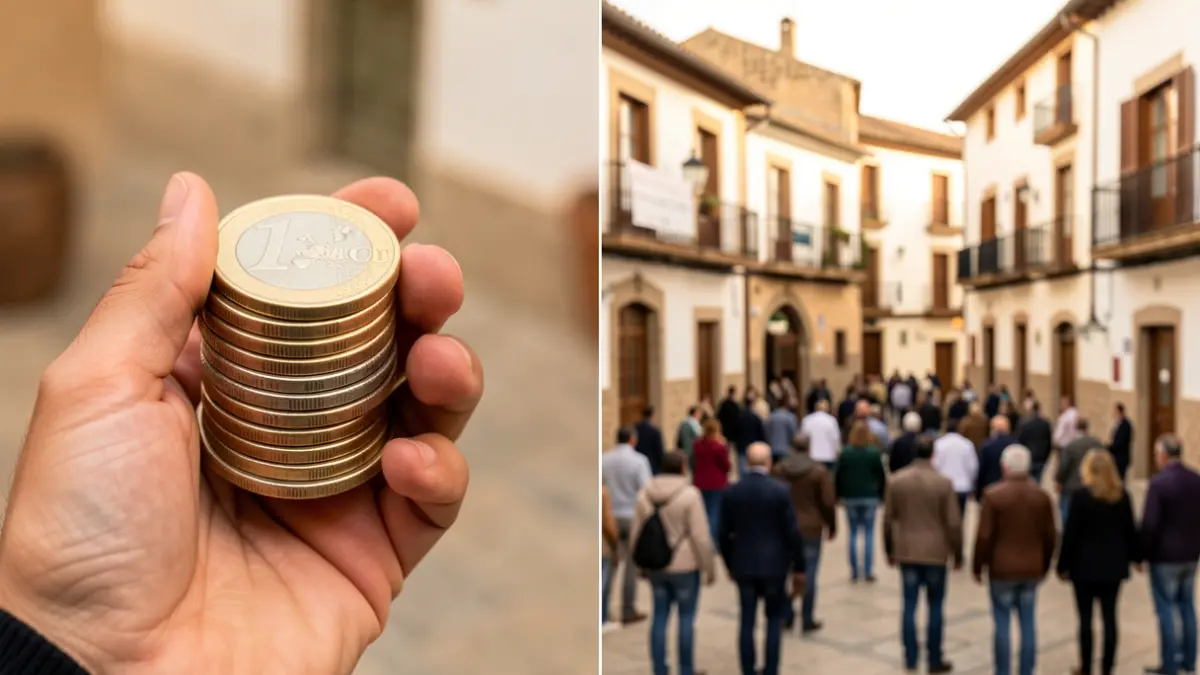 Generic image of euros and an Andalusian town.