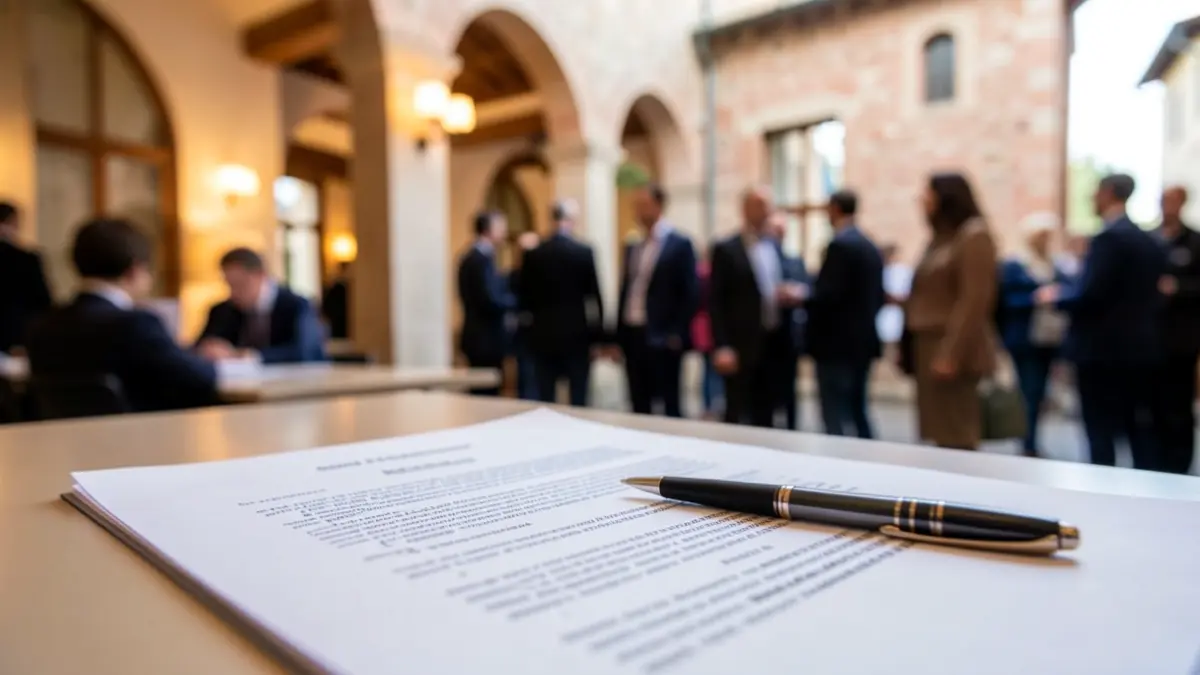 Generic image of a legal document and a pen in an office setting.