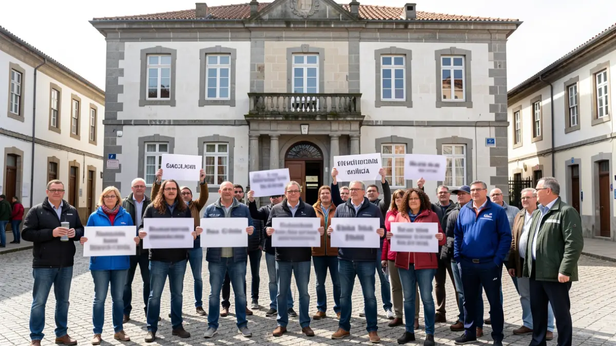 Imaxe xenérica de manifestación diante dun concello galego.
