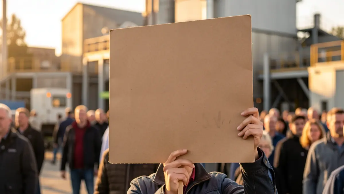 Trabajadores manifestándose contra los despidos en la industria automovilística.