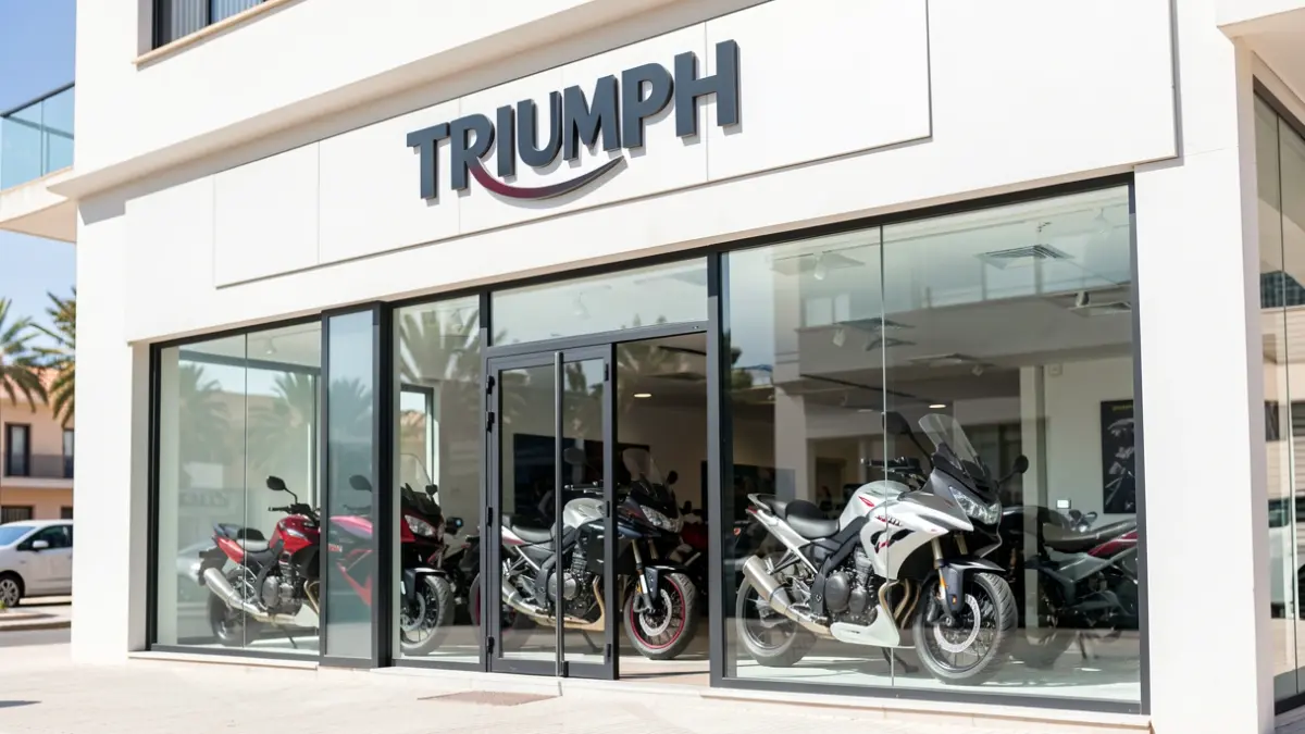 Facade of the new Triumph dealership in Alcobendas.