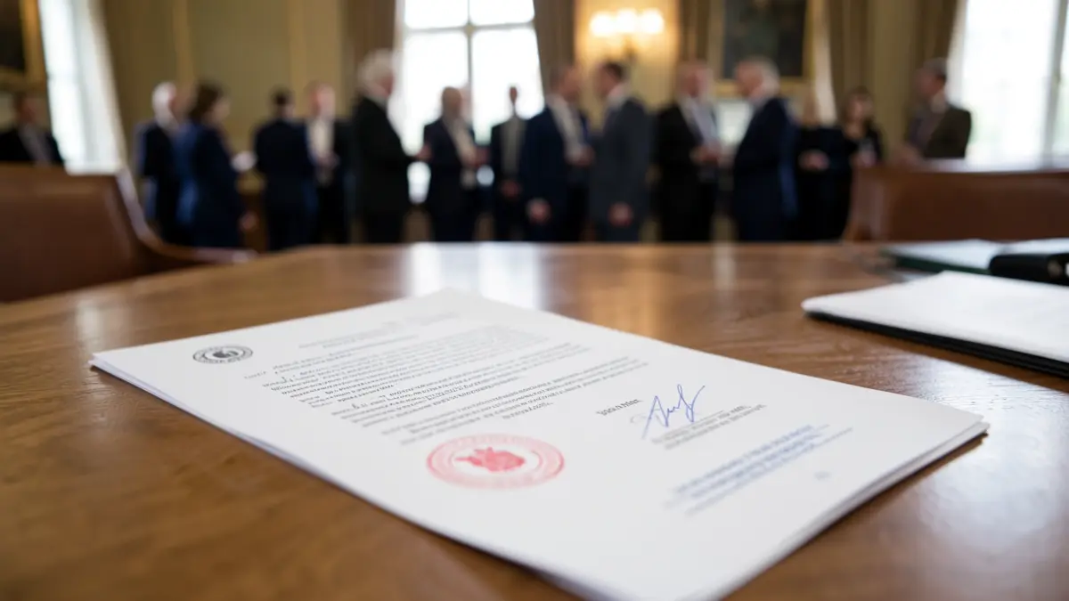Generic image: A legal document in an office.