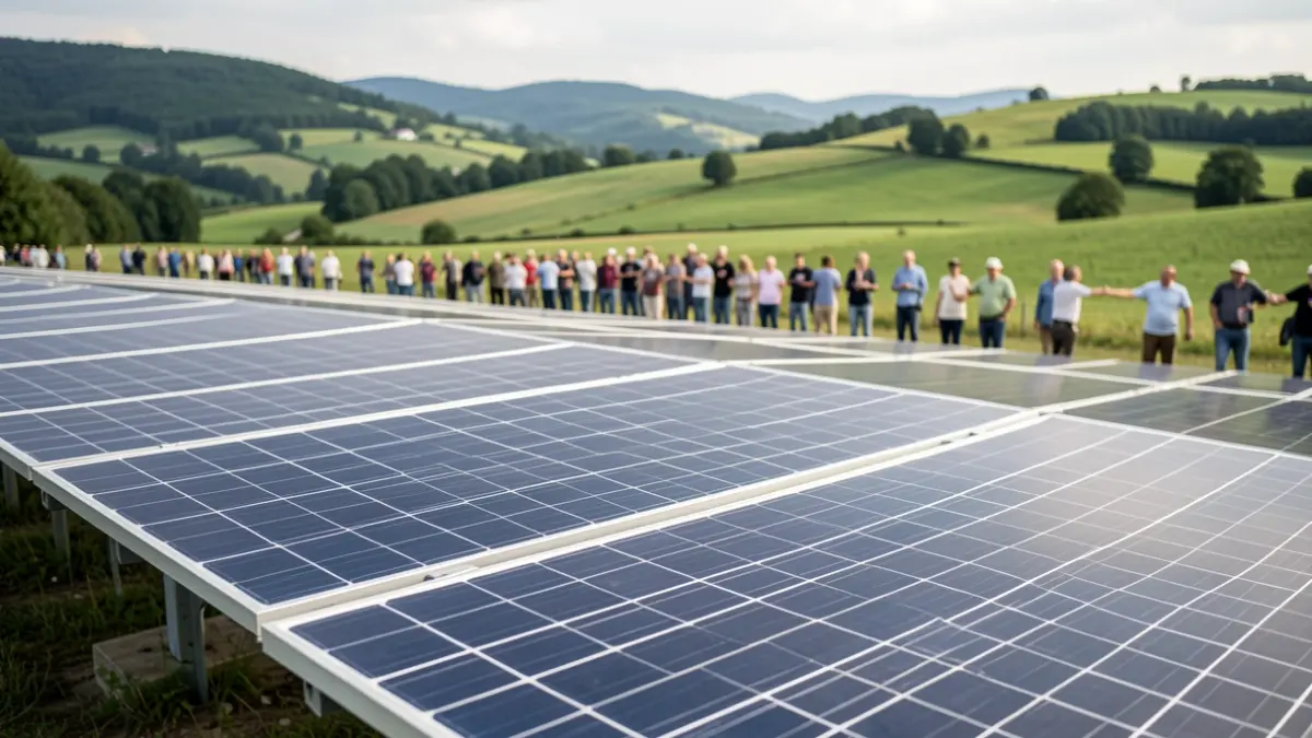 Solar panel installation in a rural setting.