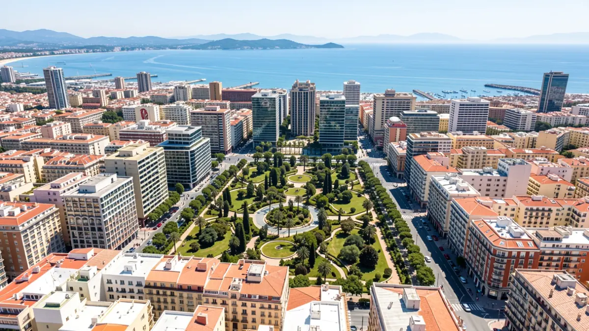 Generic image of Valencia city with its architecture and the Mediterranean Sea.