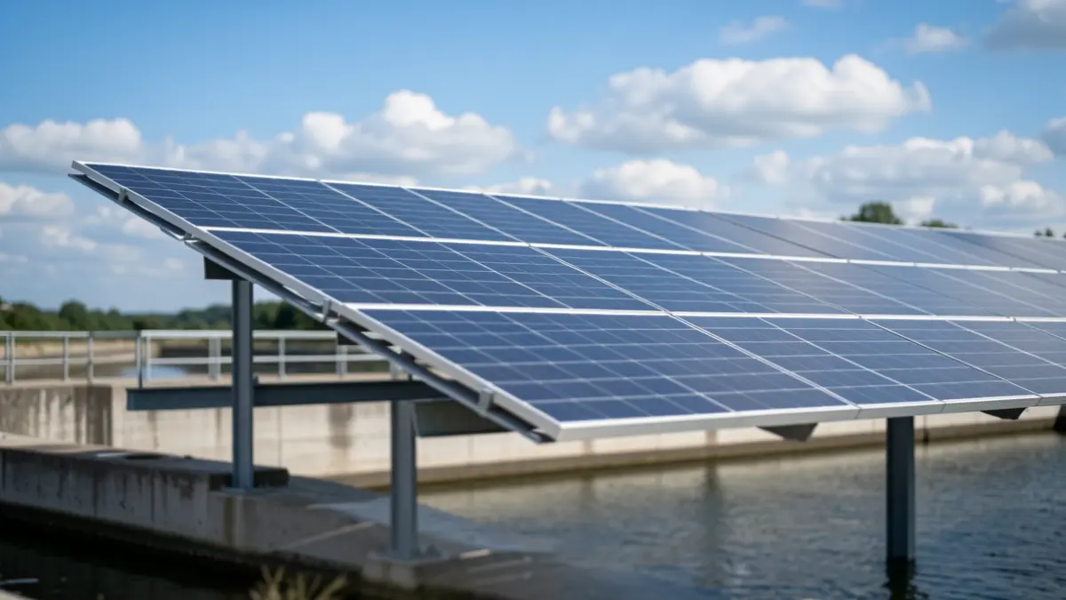 Instalación fotovoltaica sobre un depósito de agua.