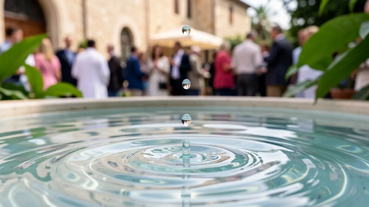 Generic image of water droplets and green leaves.