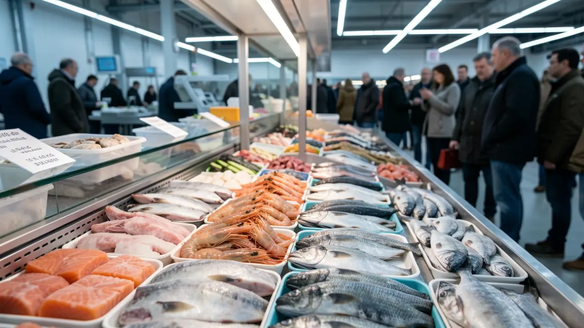 Primeira imaxe xenérica de produtos do mar conxelados.