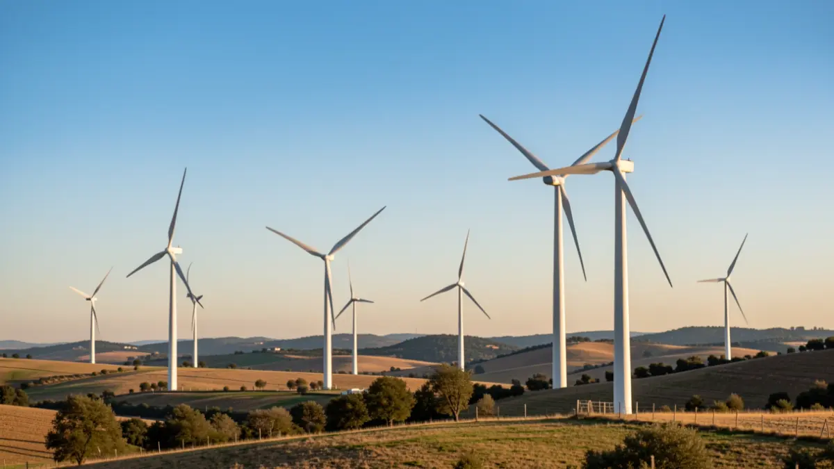Generic image of modern wind turbines in a Catalan rural landscape.