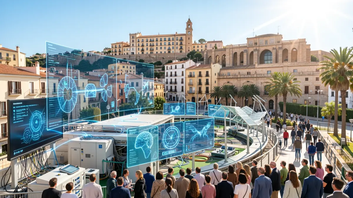 Generic image of an innovative urban laboratory with advanced technology and Mediterranean architecture.