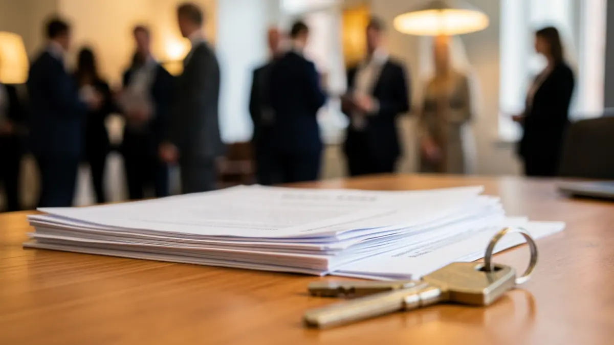 Housing rental contracts and keys on a table.