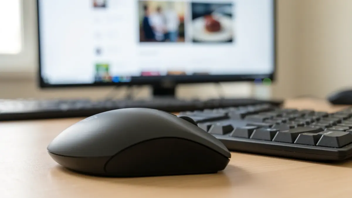 Generic image of a computer keyboard and mouse on a desk.