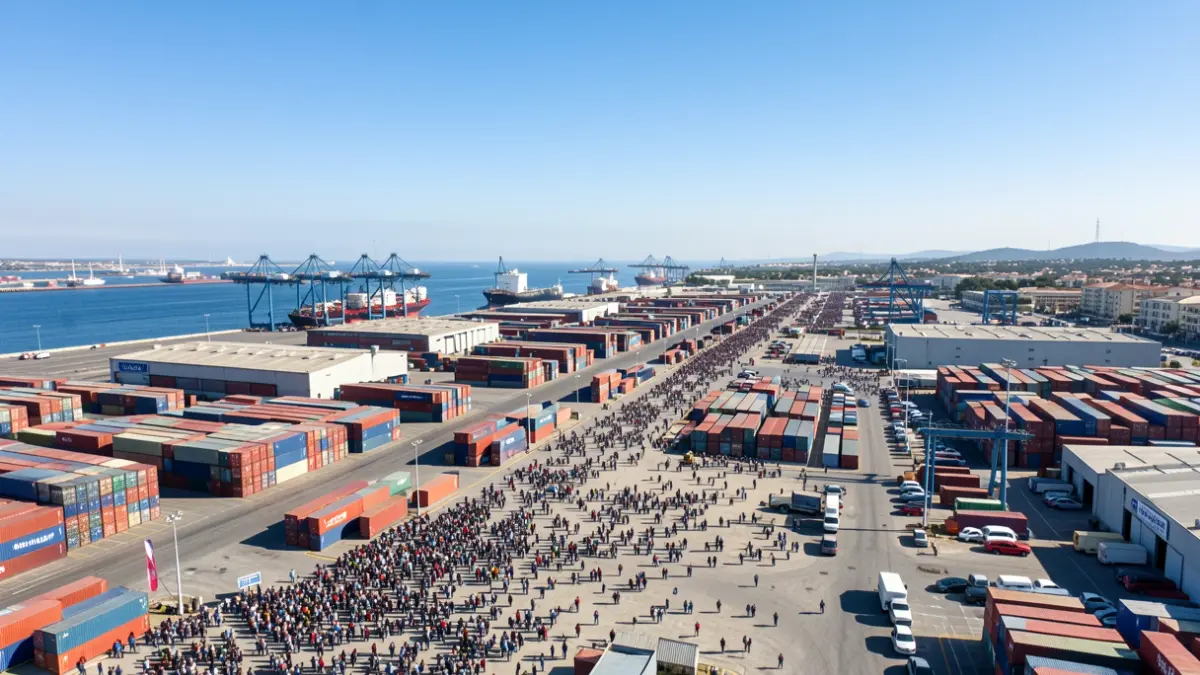 Imagen genérica de una terminal de carga en un puerto industrial.