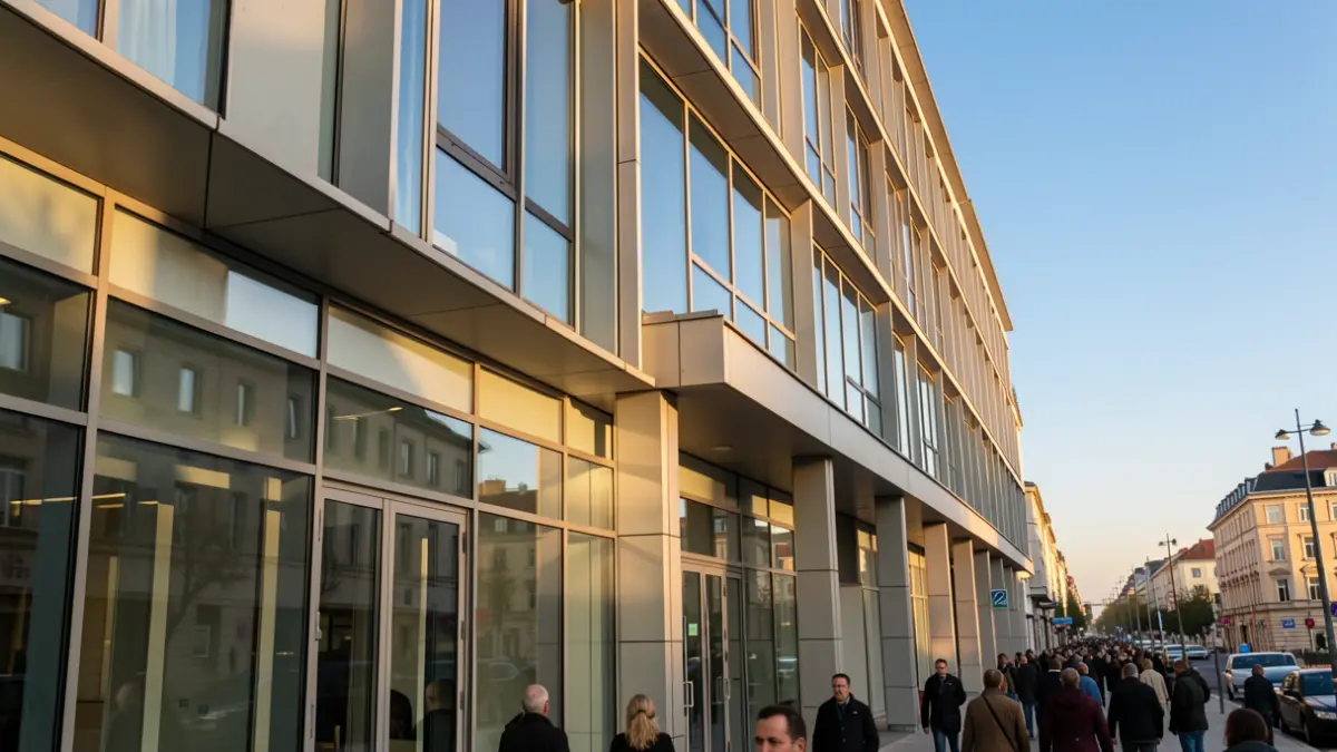 Generic image of a modern bank building.