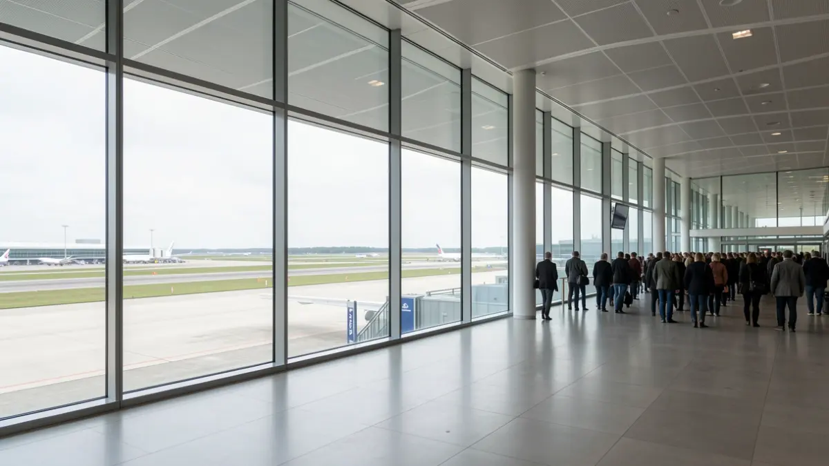 Imagen genérica de una terminal de aeropuerto con vistas a la pista.