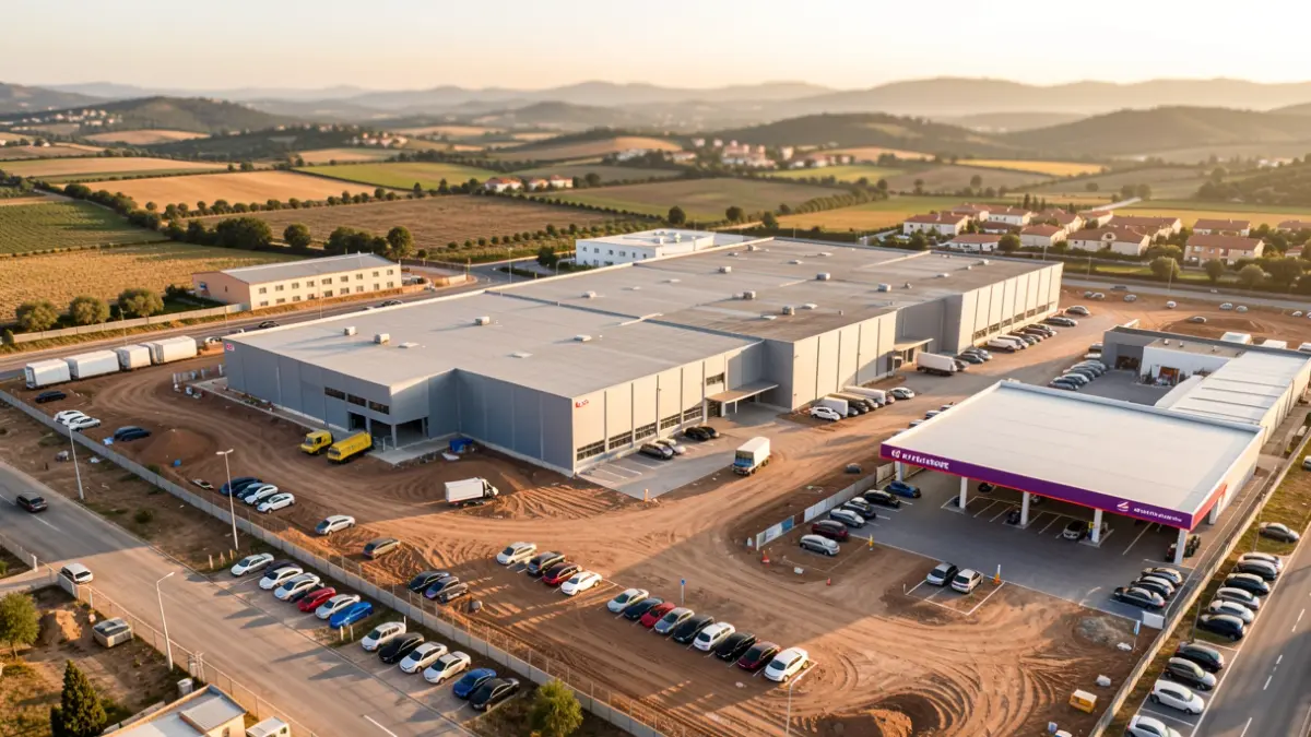 Vista aérea de un nuevo complejo de BonÀrea en construcción en Reus.