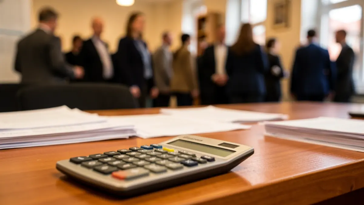 Imagen genérica de una oficina con documentación y calculadora sobre una mesa.