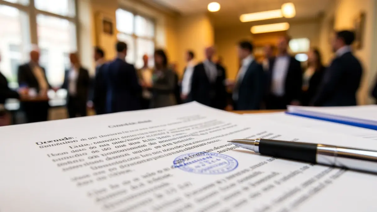 Generic image of a legal document with a pen and a stamp.