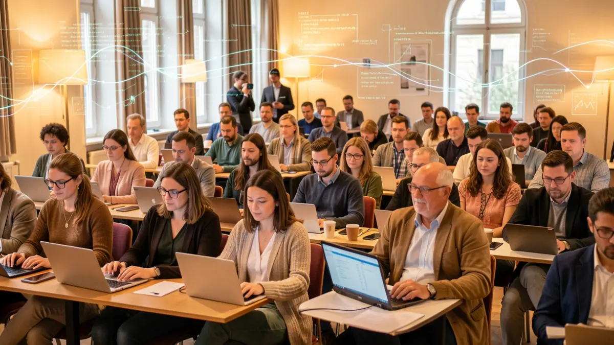 Imagen genérica de personas formándose en tecnología en línea.