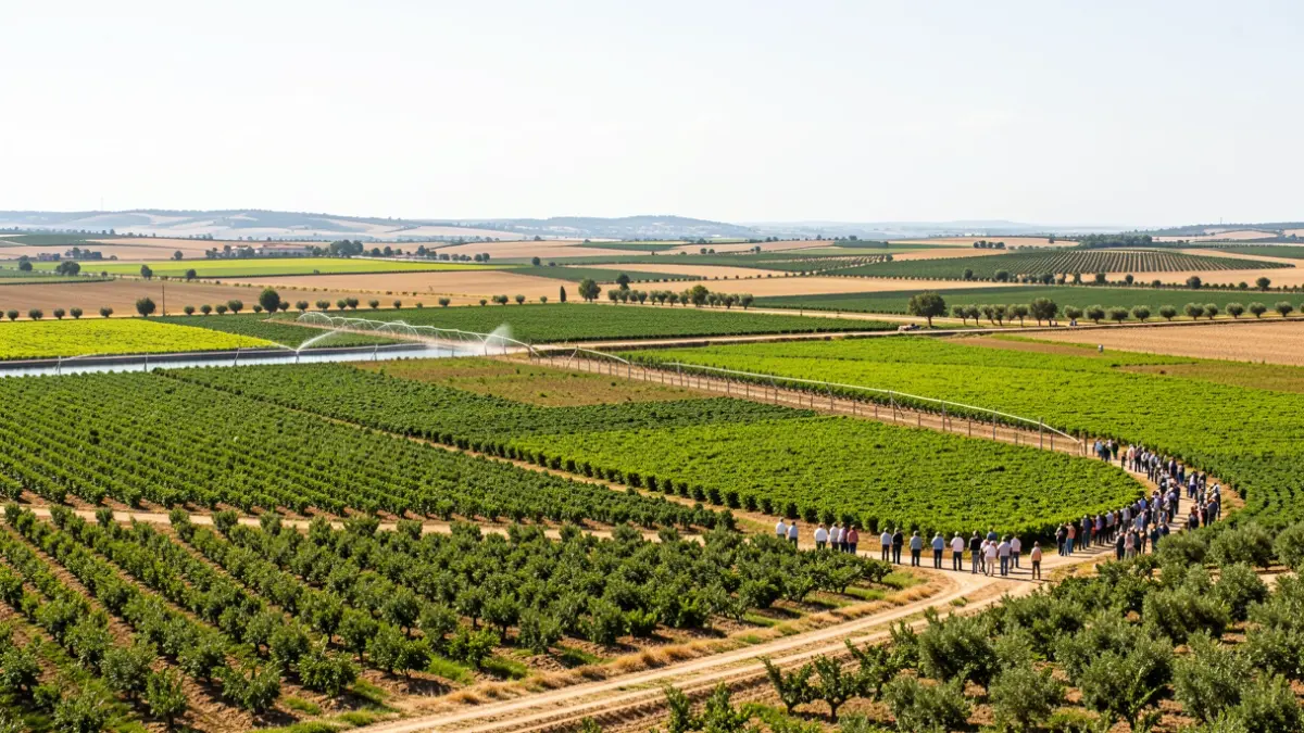 Imagen genérica de campos de regadío en Andalucía con sistemas de riego.