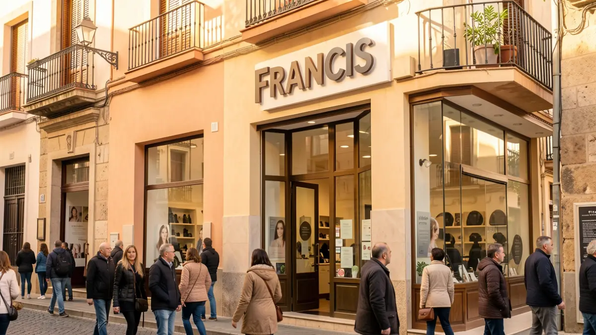 Facade of the Francis Hair Salon in Andalusia.