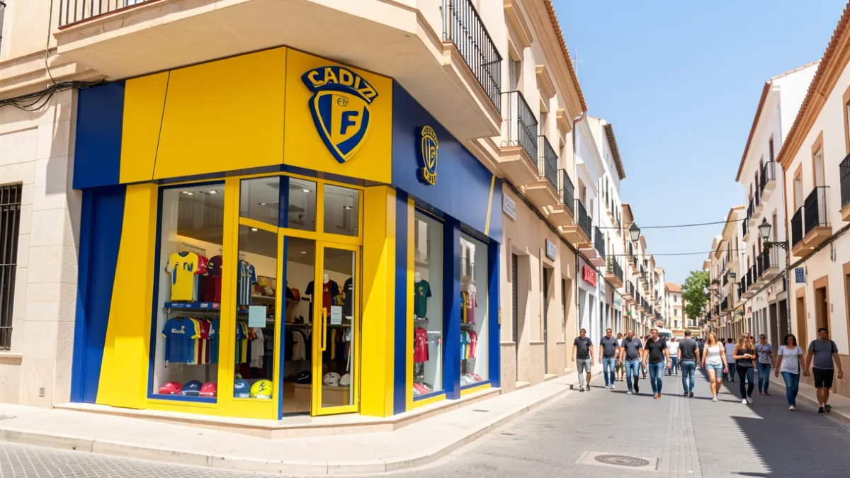 Facade of the official Cádiz CF store in Chiclana.