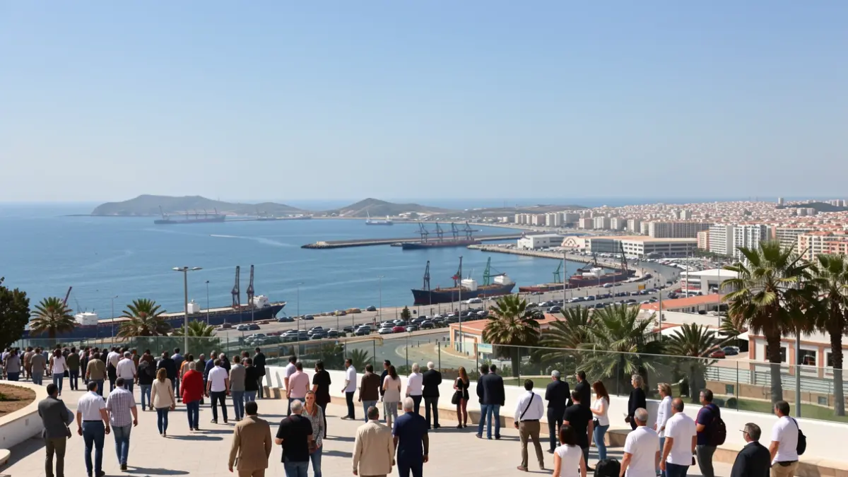 Panoramic view of the Campo de Gibraltar bay with Algeciras and La Línea in the background.