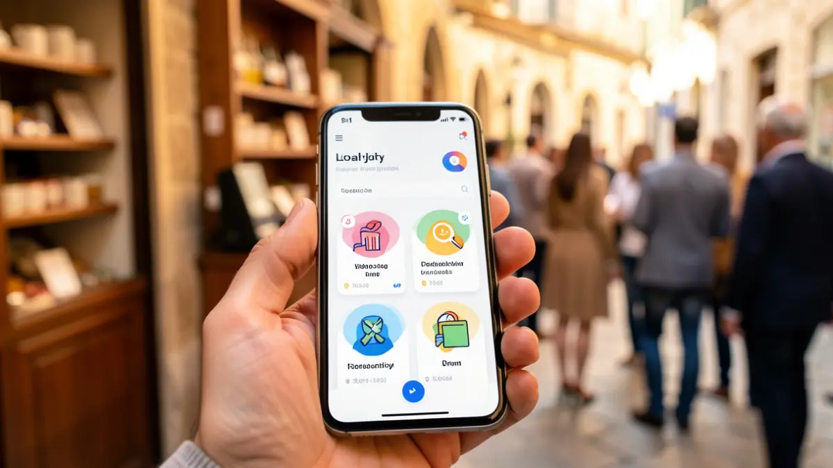 Generic image of a mobile loyalty application in a local shop.