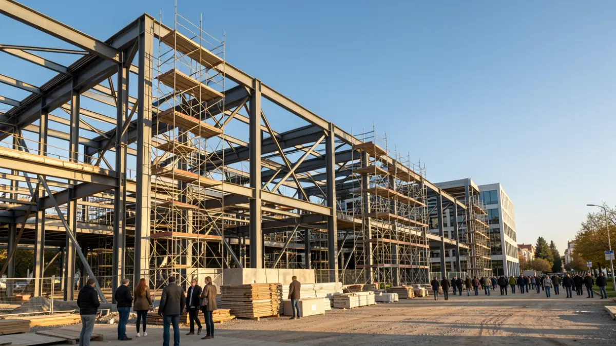 Construction works of the new commercial park in Aranjuez.