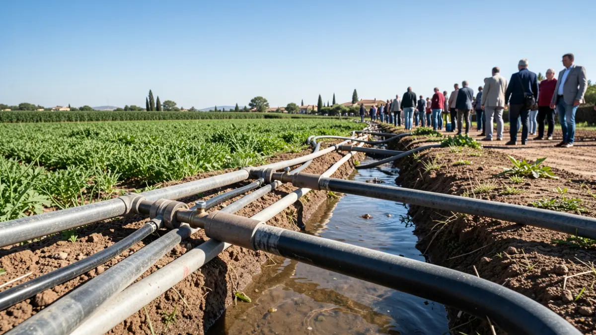 Imagen genérica de infraestructuras de riego en un campo andaluz.