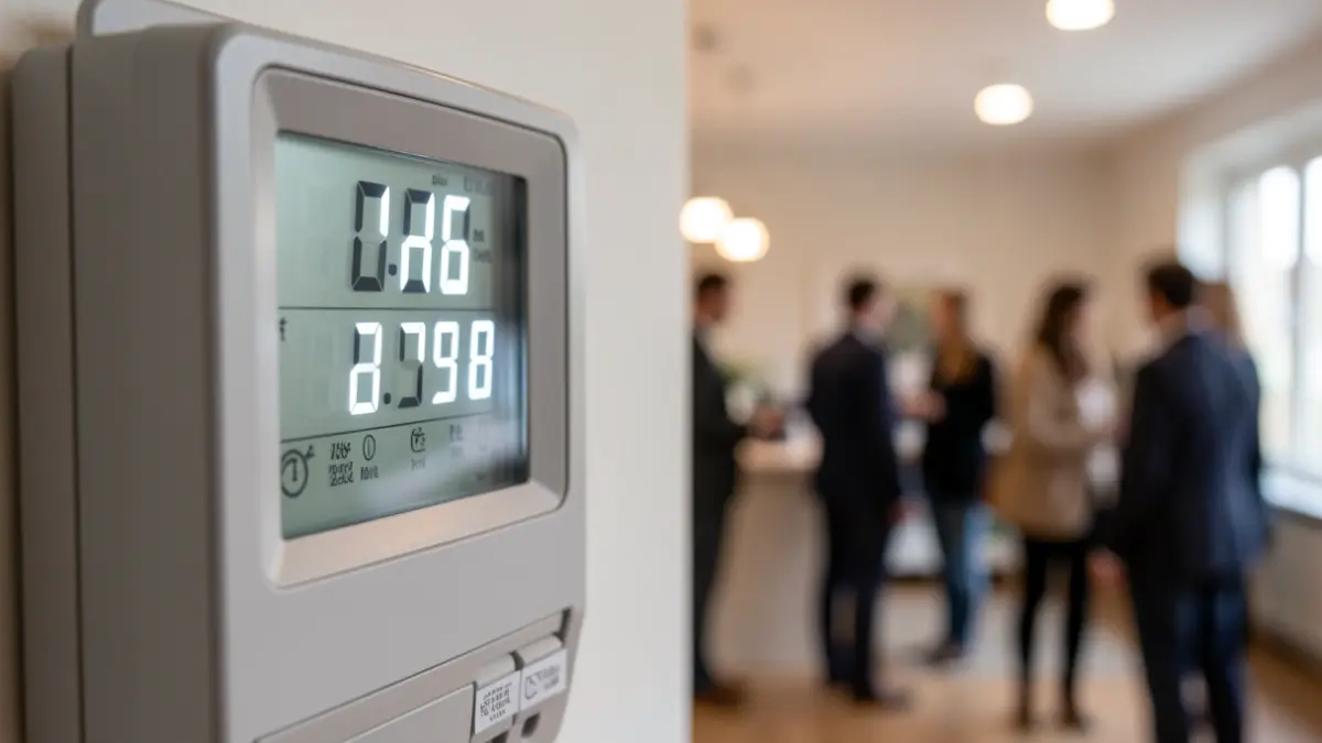 Generic image of a digital electricity meter with fluctuating numbers.