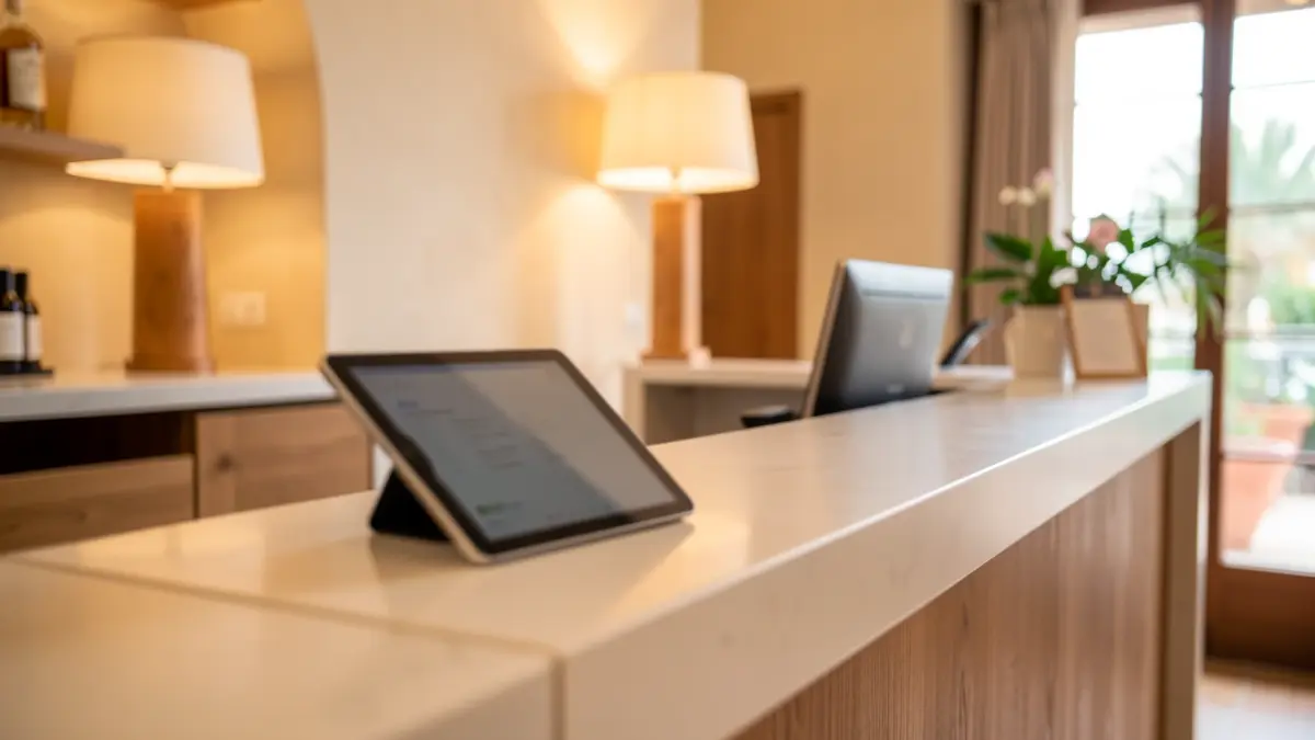 Imagen genérica de un interior de hotel moderno con iluminación cálida.