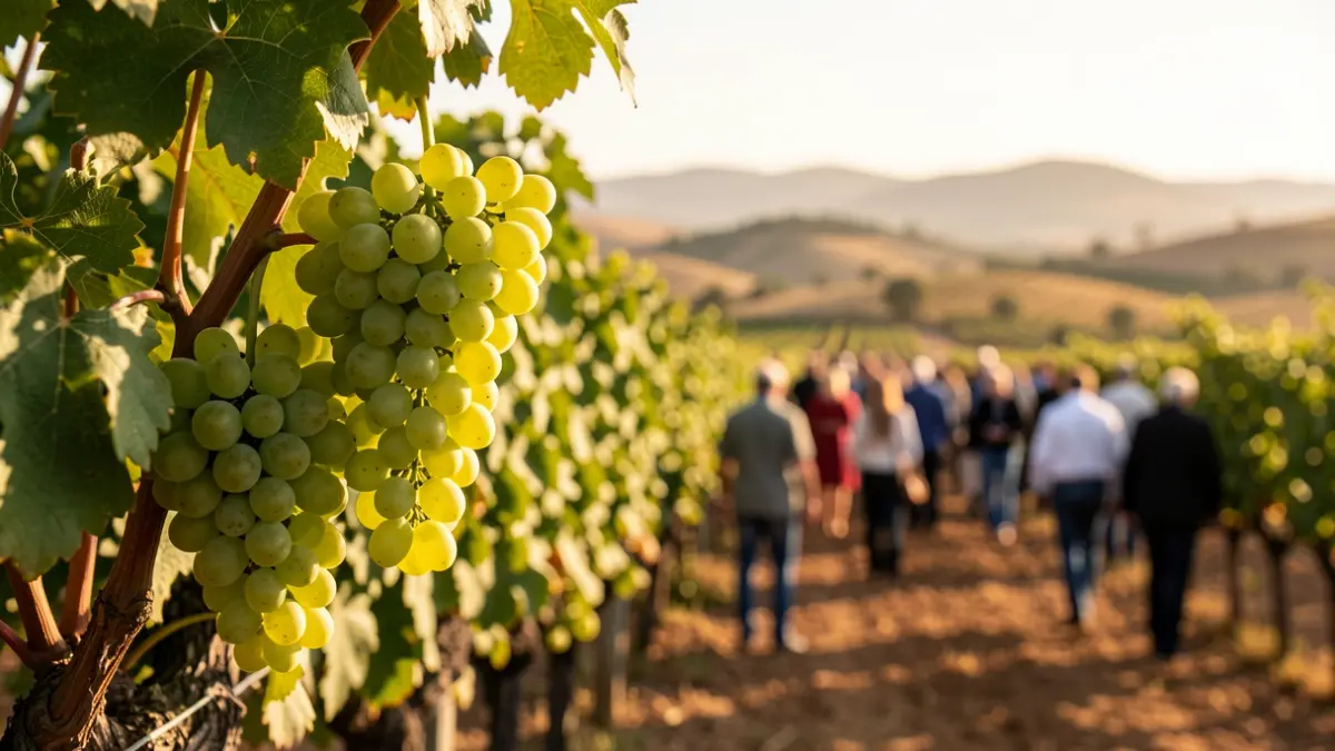 Generic image of grape clusters in a vineyard under sunlight.