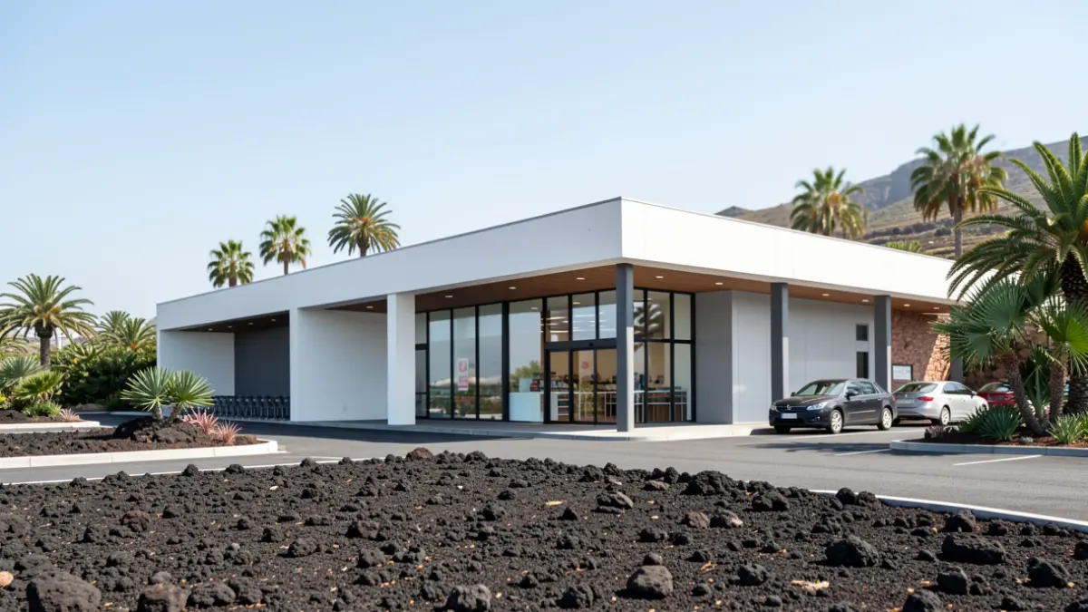 Fachada moderna de un supermercado tras su reforma integral en Gran Canaria.